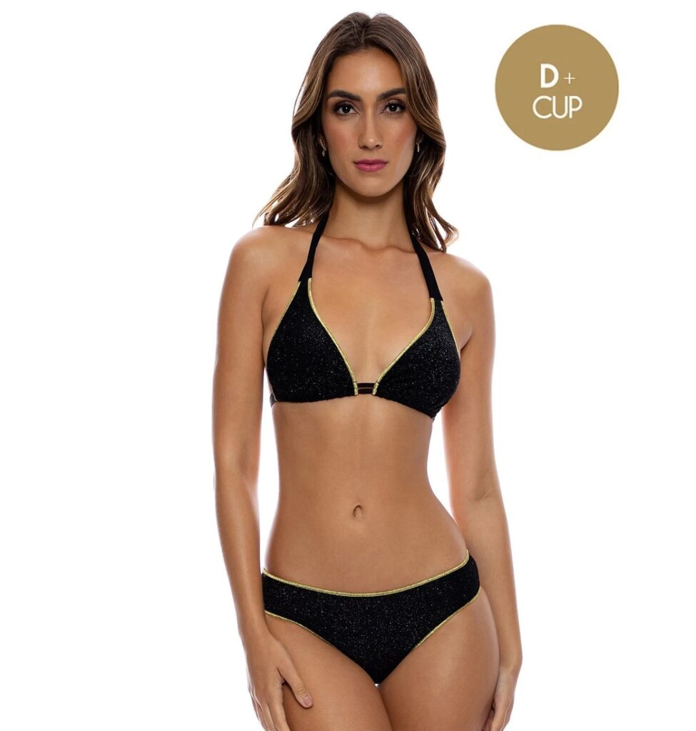 Maillot de bain deux pièces triangle noir irisé