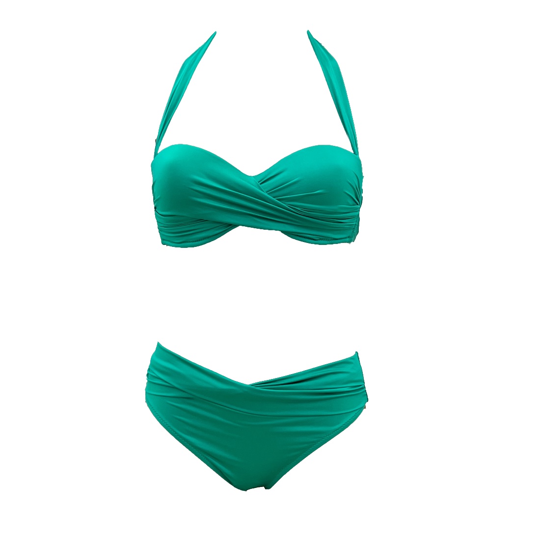 LORENA VERT maillot avec coques bandeau vert
