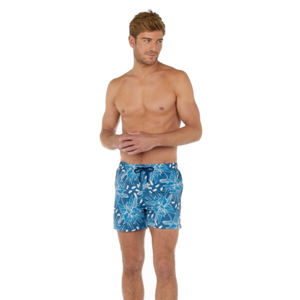 Short de bain imprimé bleu pour hommes