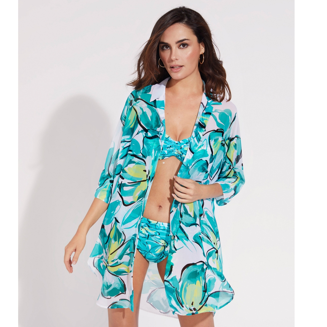 sara vert chemise de plage fluide vert Sara