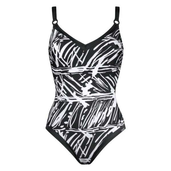 Maillot de bain une pièce avec armatures noir et blanc