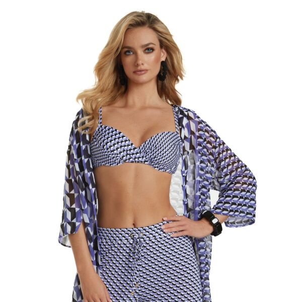 Maillot avec armatures drapé deux pièces imprimé géométrique Hanna
