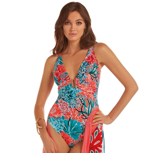 Maillot de bain une pièce imprimé coraux Marina