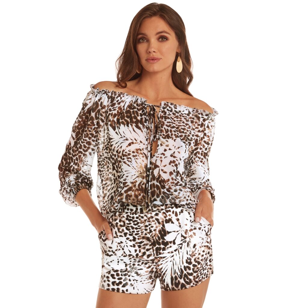 Top SINEQUANONE Imprimé Panthère Taille 3 - 90% Viscose 10% élasthanne - Occasion Très Bon état - Fabriqué En France