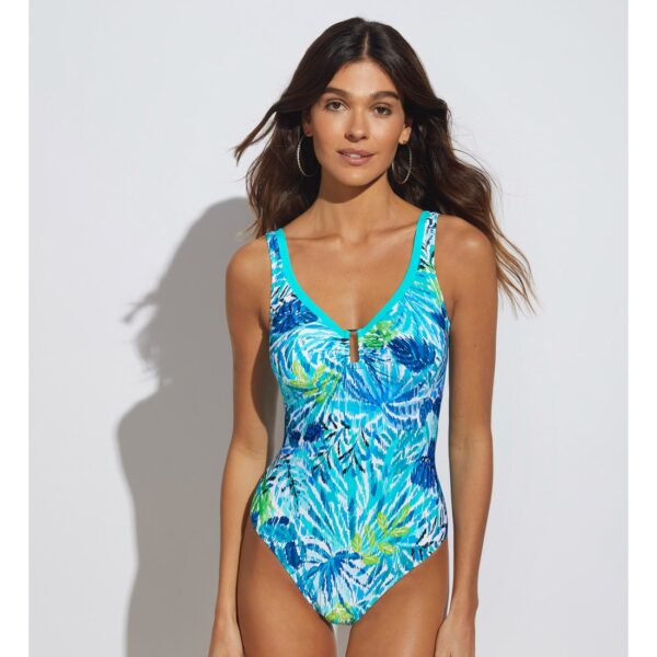 Maillot De Bain 1 Pièce Fille 2025 - Motif Batik, Décolleté - Tissu Élastique Polyester Pour Plage, Piscine, Sport