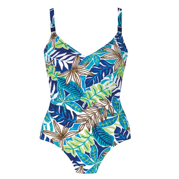 Maillot de bain une pièce avec armatures imprimé bleu Capri