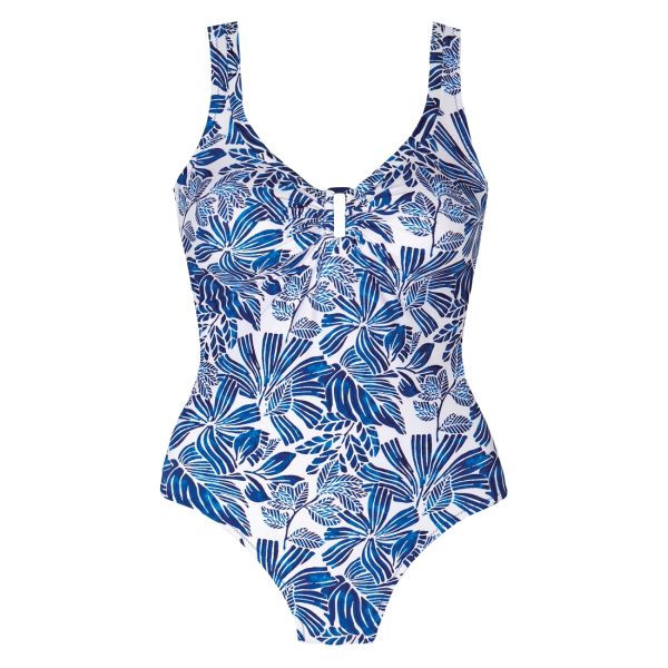 Maillot de bain sport avec mousses marine et blanc Kalina