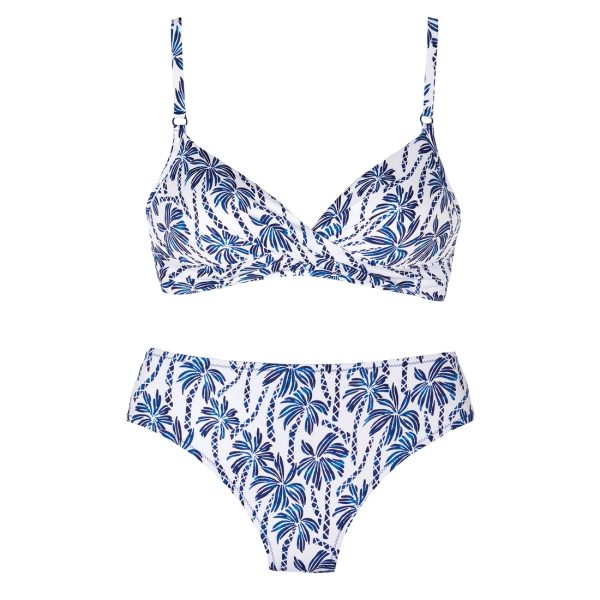 Deux pièces avec coques légère imprimé bleu et blanc Lina