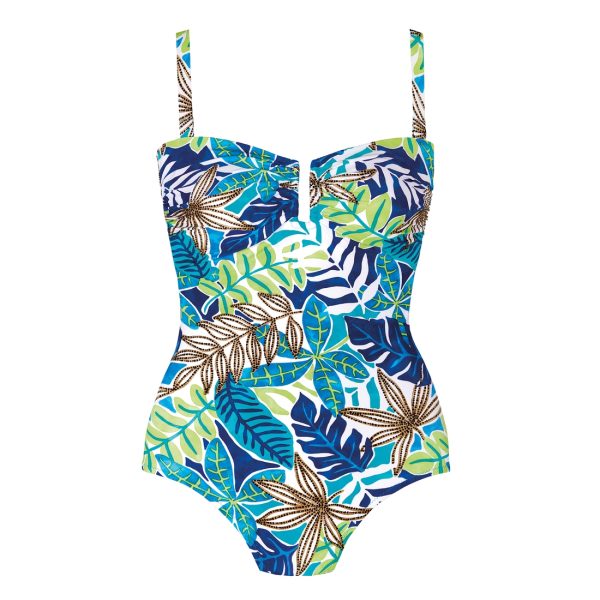 Maillot une pièce bustier imprimé bleu