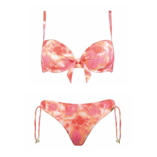 Maillot de bain 2 pièces avec coques imprimé corail