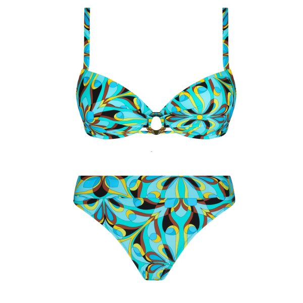 Maillot 2 pièces avec coques imprimé bleu La Psychédélique